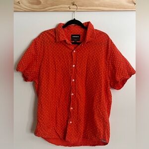 Bonobos Standard Fit Short Sleeve Button Down Polka Dot Orange Men XL